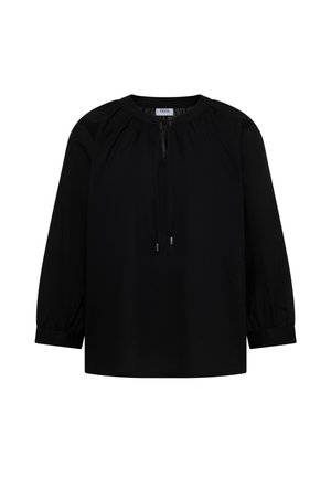 Cecil, 3/4-ARM BLUSE MIT SPLIT NECK IN UNIFARBE - Blouse - black