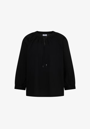 Cecil, 3/4-ARM BLUSE MIT SPLIT NECK IN UNIFARBE - Blouse - black