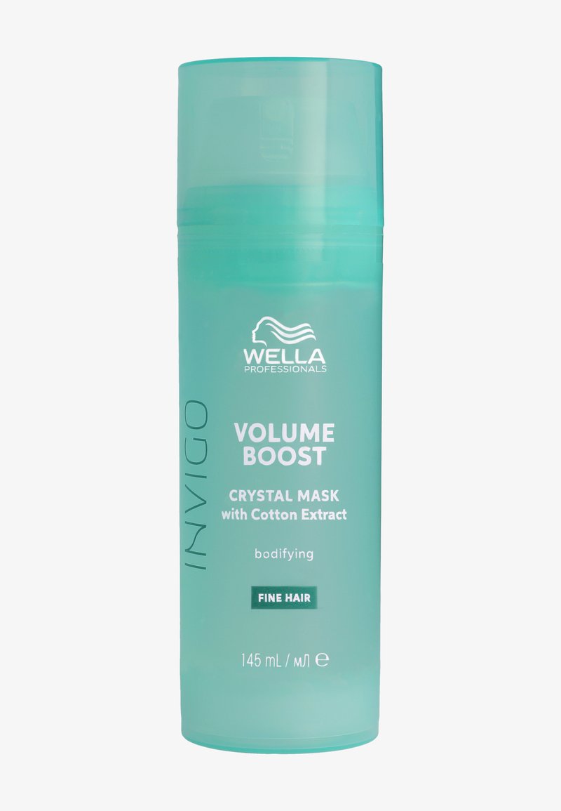 Masque cristal Wella Professionals Invigo Volume Boost pour cheveux fins, 145 ml, avec extrait de coton, conçu pour donner du volume aux cheveux.