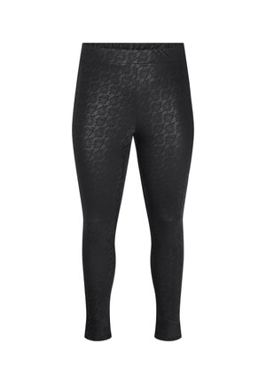 Zizzi Leggings - Byxor - black aop lace