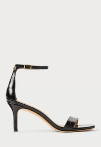 ALLIE MID-HEEL CROCODILE-EMBOSSED SANDAL - Ψηλοτάκουνα πέδιλα - black