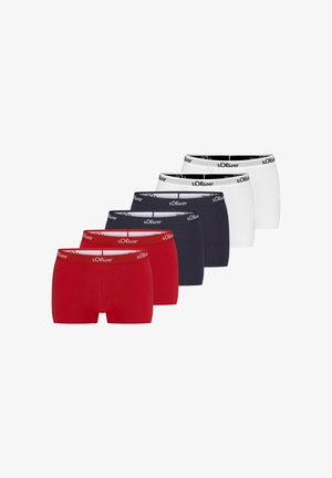 Set aus sechs Boxerbriefs in Rot, Marineblau und Weiß. Hergestellt aus weicher Baumwolle mit elastischem Bund und Logo. Klassischer Schnitt.