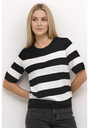 Kaffe LIZZA STRIPED - Marškinėliai su spaudiniu - black chalk bold stripe