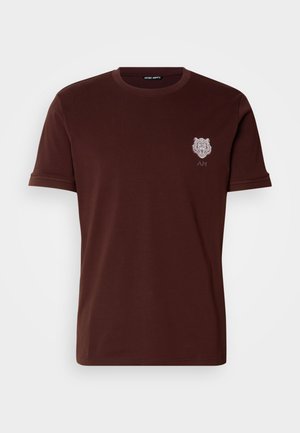 Antony Morato SLIM FIT  WITH INJECTION LOGO PATCH EFFECT - Printtipaita - dark cherry