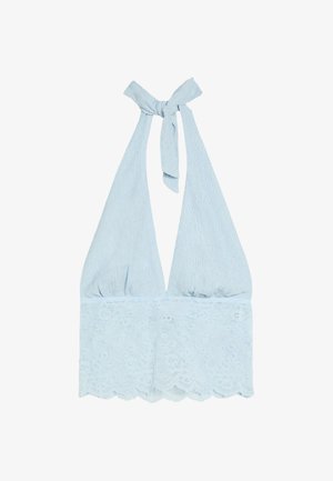 Bershka, LACE ASYMMETRIC TOP - Bluse - dark blue