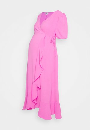 OLMMMETTE WRAP MIDI DRESS - Vestido informal - super pink