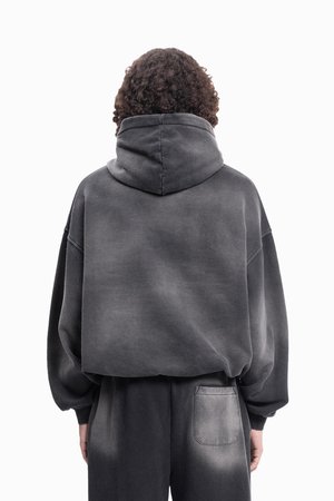 EMBLEM BLACK DIRT WASH HOODIE UNISEX - Felpa - black washed