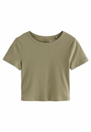 Next SLIM FIT SHORT SLEEVE CREW NECK   - Basic póló - khaki green