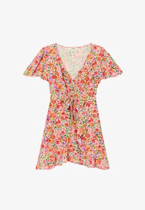 Promod, ROBE COURTE VOLANTÉE - Robe de jour - imprimé rouge