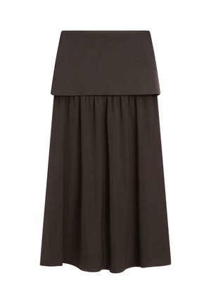 Massimo Dutti, FLOWING CONTRAST MIDI SKIRT - Maxirock - dark brown