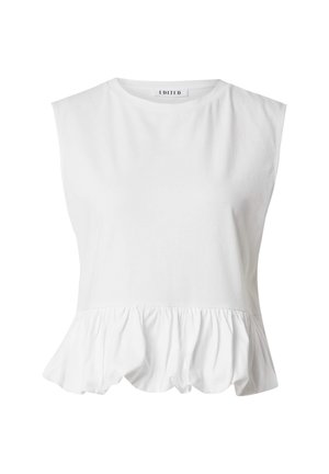 Witte mouwloze top van katoen, met een gerimpelde zoom en een ronde halslijn. Glad van textuur met een normale pasvorm. Etiket toont "EDITED."