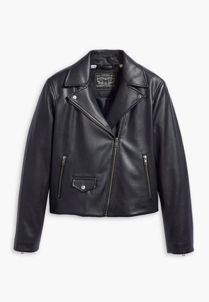 LELOU SHRUNKEN MOTO - Keinonahkatakki - caviar