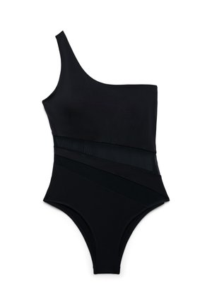 Terranova, COSTUME INTERO MONOSPALLA CUT-OUT CON INSERTI IN TULLE - Costume da bagno - nero