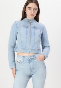 Tommy Jeans VIVIANNE BIKER JACKET - Giacca di jeans - light blue denim