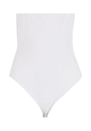 Bodies blanco de control con cintura alta sin costuras y cierres a presión en la entrepierna, diseñado para controlar el abdomen y proporcionar una silueta suave.