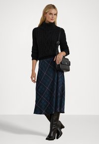 Lauren Ralph Lauren PLAID SATIN CHARMEUSE MIDI SKIRT - Suknja A kroja - blue/black/green