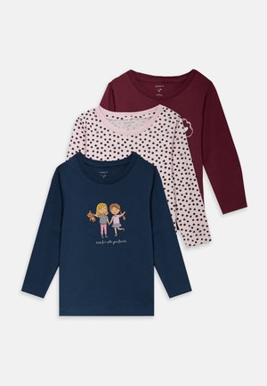 NMFNIA 3 PACK - Top s dlhým rukávom - burgundy/sargasso sea