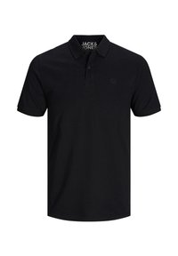Polo-shirt noir en coton avec un col classique, des manches courtes, un logo discret sur la poitrine et un design uni.