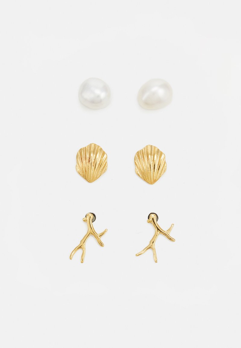Orelia STATEMENT STUD 3 PACK - Náušnice - pale gold-coloured