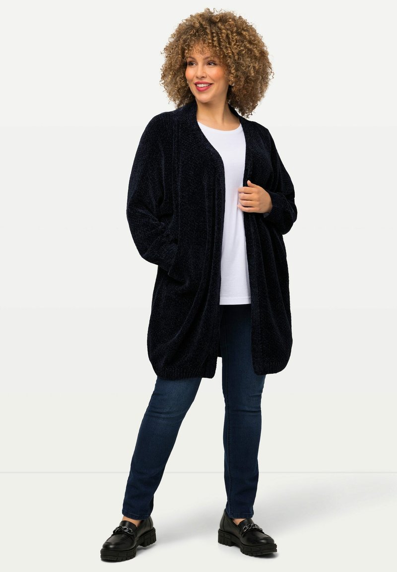 Ulla Popken CHENILLE OPEN VORM - Kofta - dark blue