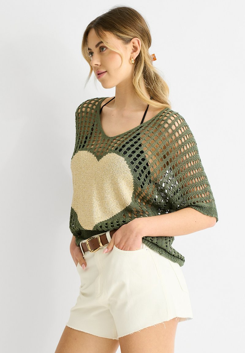GINI LONDON - Print T-shirt - khaki, Enlarge