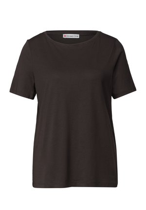 Street One, BASIC T-SHIRT WITH CREW NECK IN A SOLID COLOR - T-shirt basique - black coffee