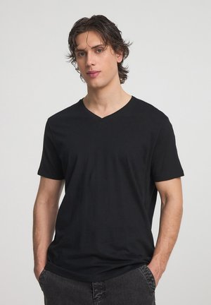 SCOLLO A - T-shirt basic - nero