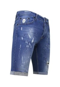 Local Fanatic BROEK VERFSPATTEN - Jeansshort - blauw