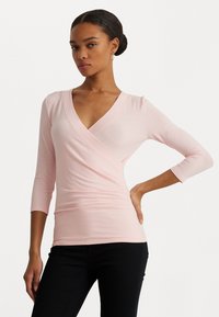 Lauren Ralph Lauren SURPLICE JERSEY TOP - Hosszú ujjú felső - pink opal