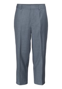 Grå rutig skräddarsydda byxor med bälteshällor, framknickning och ankellång längd.