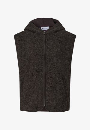 Street One, HOODED TEDDY VEST WITH ZIPPER - Veste sans manches - black coffee