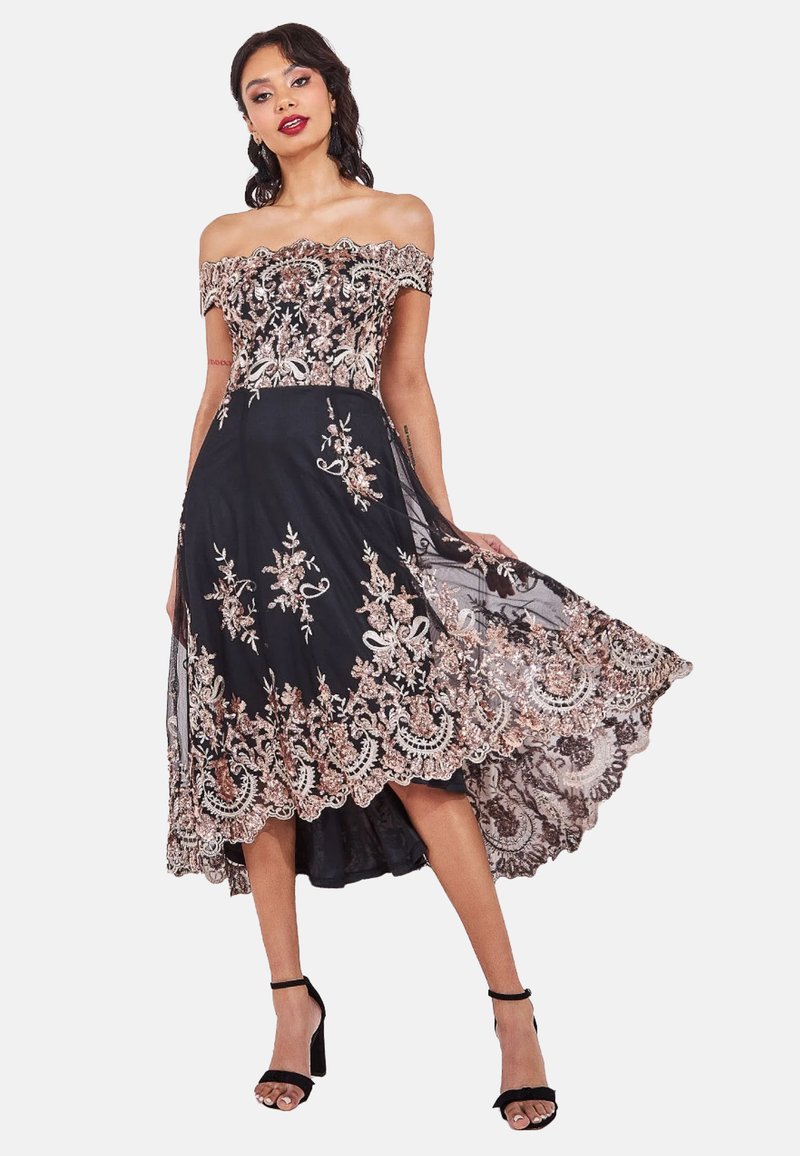 Goddiva BARDOT SEQUIN HIGH LOW MIDI Cocktail dress / Party dress