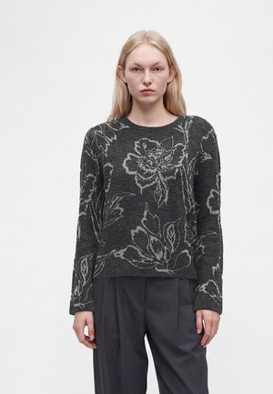 ONLY, ONLLUXA O NECK - Пуловер - dark grey melange/silver-coloured