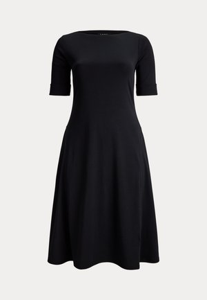 Lauren Ralph Lauren Woman RIB-KNIT STRETCH COTTON MIDI DRESS - Trikoomekko - black
