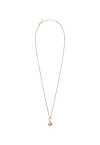 Halsband i guldton med en fin kedja, med en rund berlock som är accentuerad med en liten dekorativ detalj. Längden är justerbar med ett spänne.