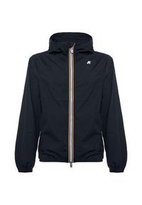 Čierna ľahká bunda s kapucňou, so zapínaním na prednej strane a žltými akcentmi. Elastické manžety a logo na ľavej hornej strane.