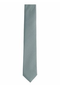 Textured tie in light blue with a geometric pattern. Narrow, traditional design with a pointed end. Smooth fabric finish.