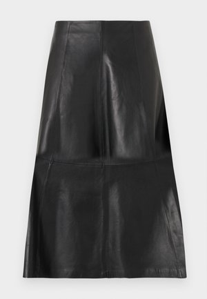 FIT FLARE SKIRT - Δερμάτινη φούστα - black