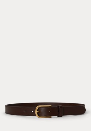 Lauren Ralph Lauren, ROUNDED-BUCKLE LEATHER SKINNY BELT - Öv - chestnut brown
