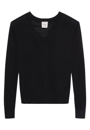 Calvin Klein FINE GAUGE V NECK - Džemper - black