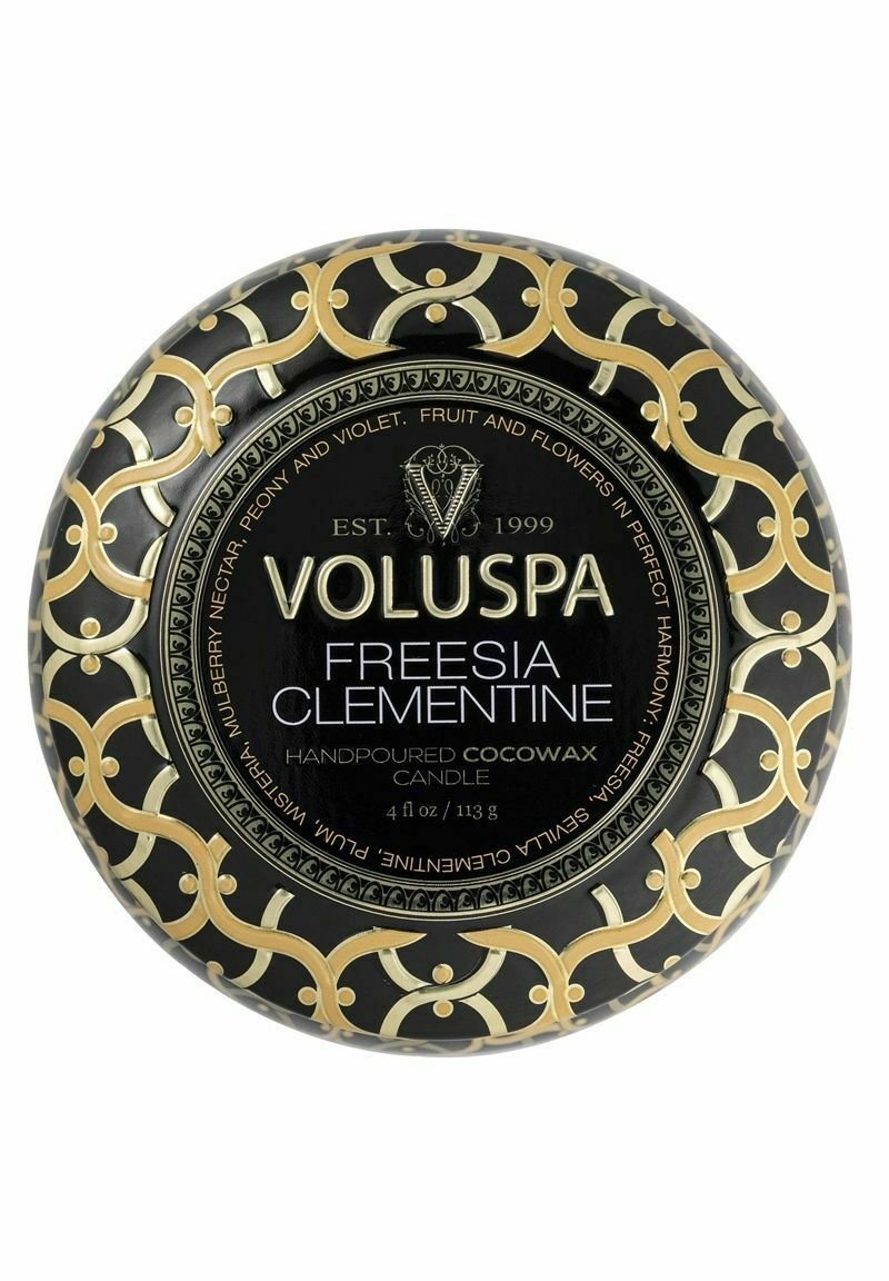 Voluspa VOLUSPA DECORATIVE TIN CANDLE FREESIA CLEMENTINE 113G - Duftlys - black