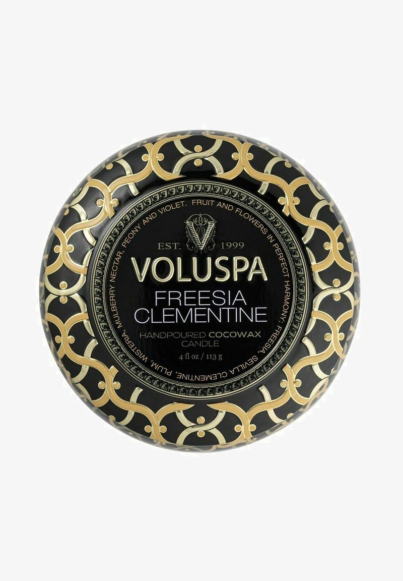 Voluspa VOLUSPA DECORATIVE TIN CANDLE FREESIA CLEMENTINE 113G - Tuoksukynttilä - black