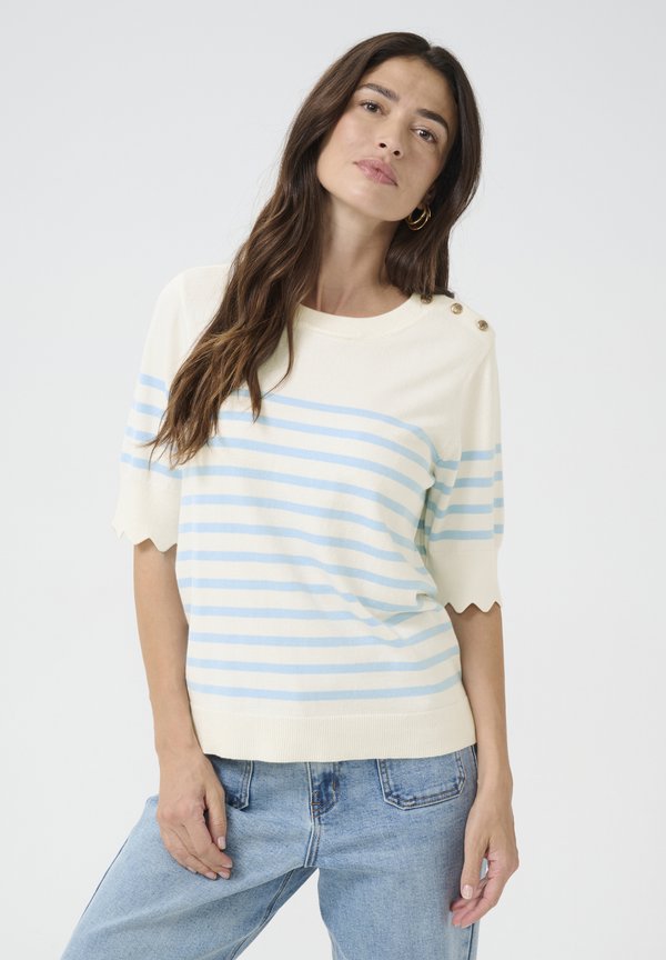 CRVILLEA - Print T-shirt - eggnog clearsky stripe