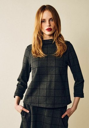 TARA CHECK - Langærmet T-shirt - grey