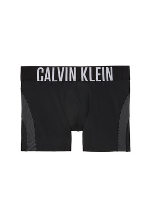 Czarne bokserki z logo Calvin Klein na elastycznym pasie, wyposażone w teksturowane siateczkowe boczne panele i dopasowany krój.