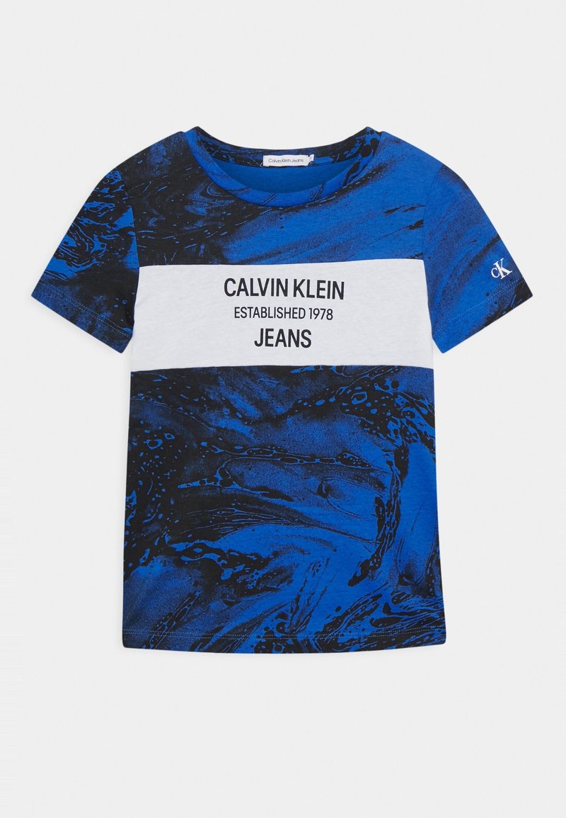 Calvin Klein Jeans LIQUID PRINT SLIM - Triko s potiskem - blue