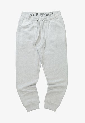 Hellgraue Sweatpants aus weichem Baumwoll-Mix, mit elastischem Bund und Kordelzug sowie seitlichen Taschen. Die Design wird durch die gerippten Säume an den Knöcheln vervollständigt.