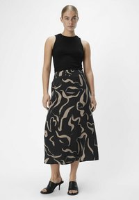 Object MIDI PRINT - Falda acampanada - black