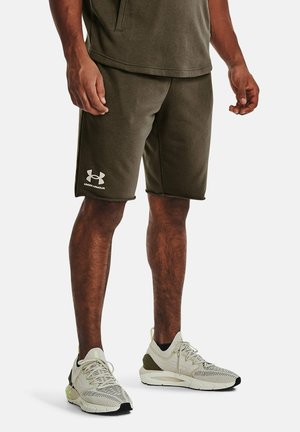 Under Armour RIVAL TERRY - Pantalón corto de deporte - dark green