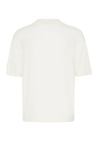 Polo blanc uni à manches courtes vu de dos avec un col classique et un ourlet droit.